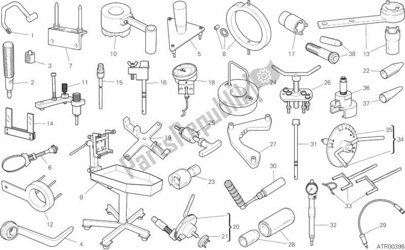 All parts for the Workshop Service Tools (engine) of the Ducati Diavel 1260 USA 2019